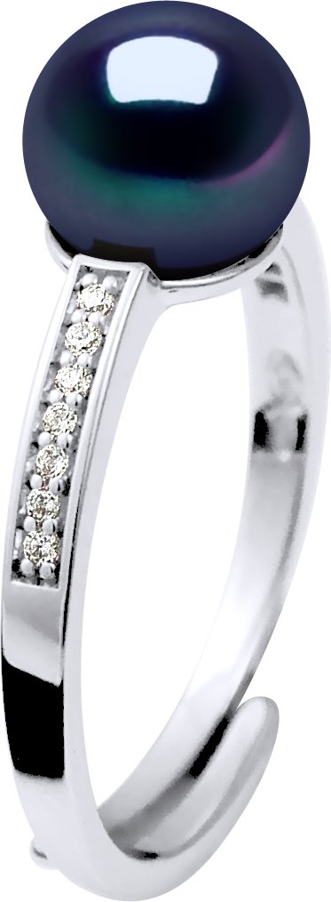 DIADEMA - Ring - Echte Süßwasserperlen - Schwarzer Tahitian Style