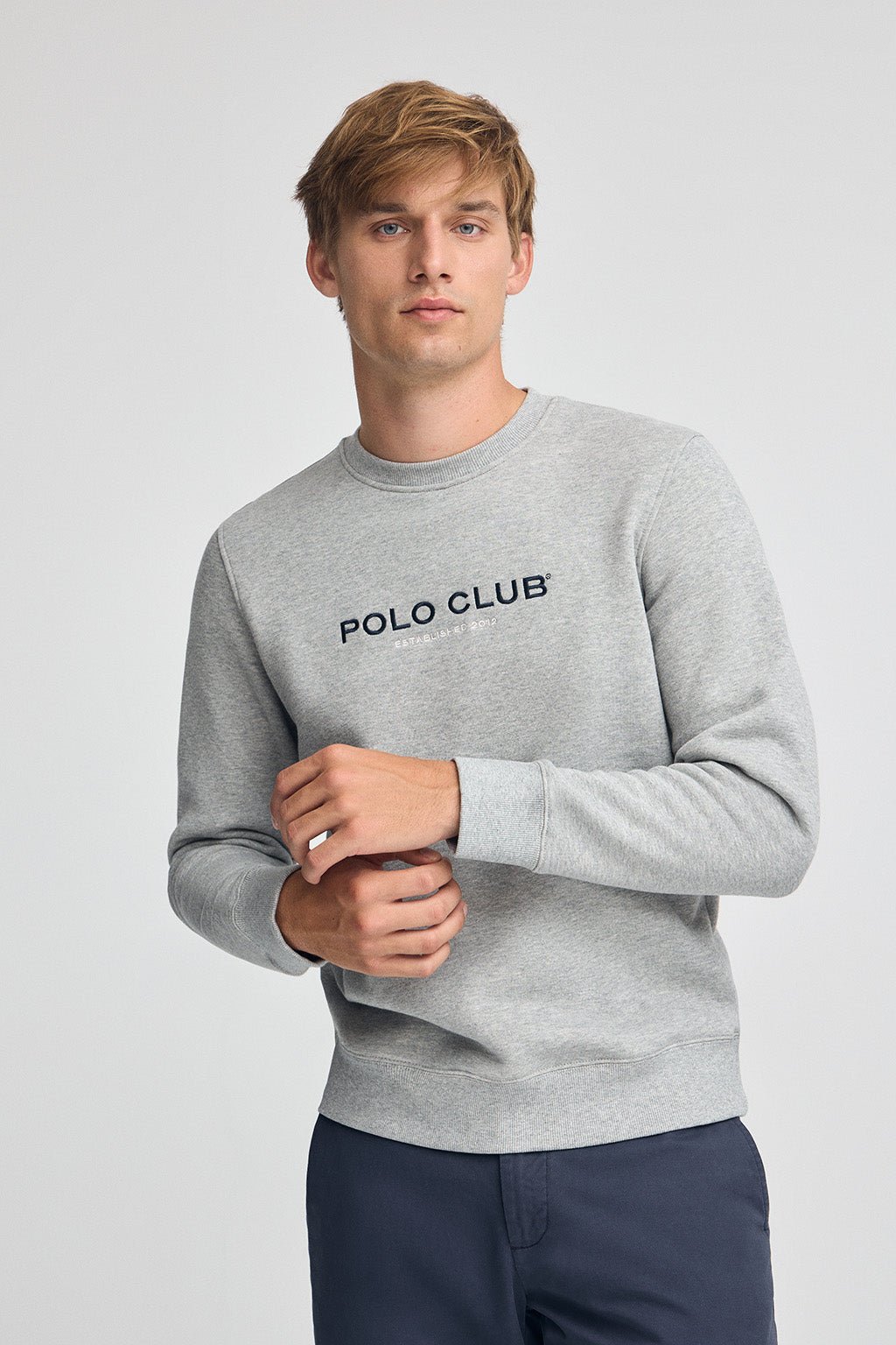 Sweatshirt grau meliert im Relaxed Fit Established 2012 Polo Club