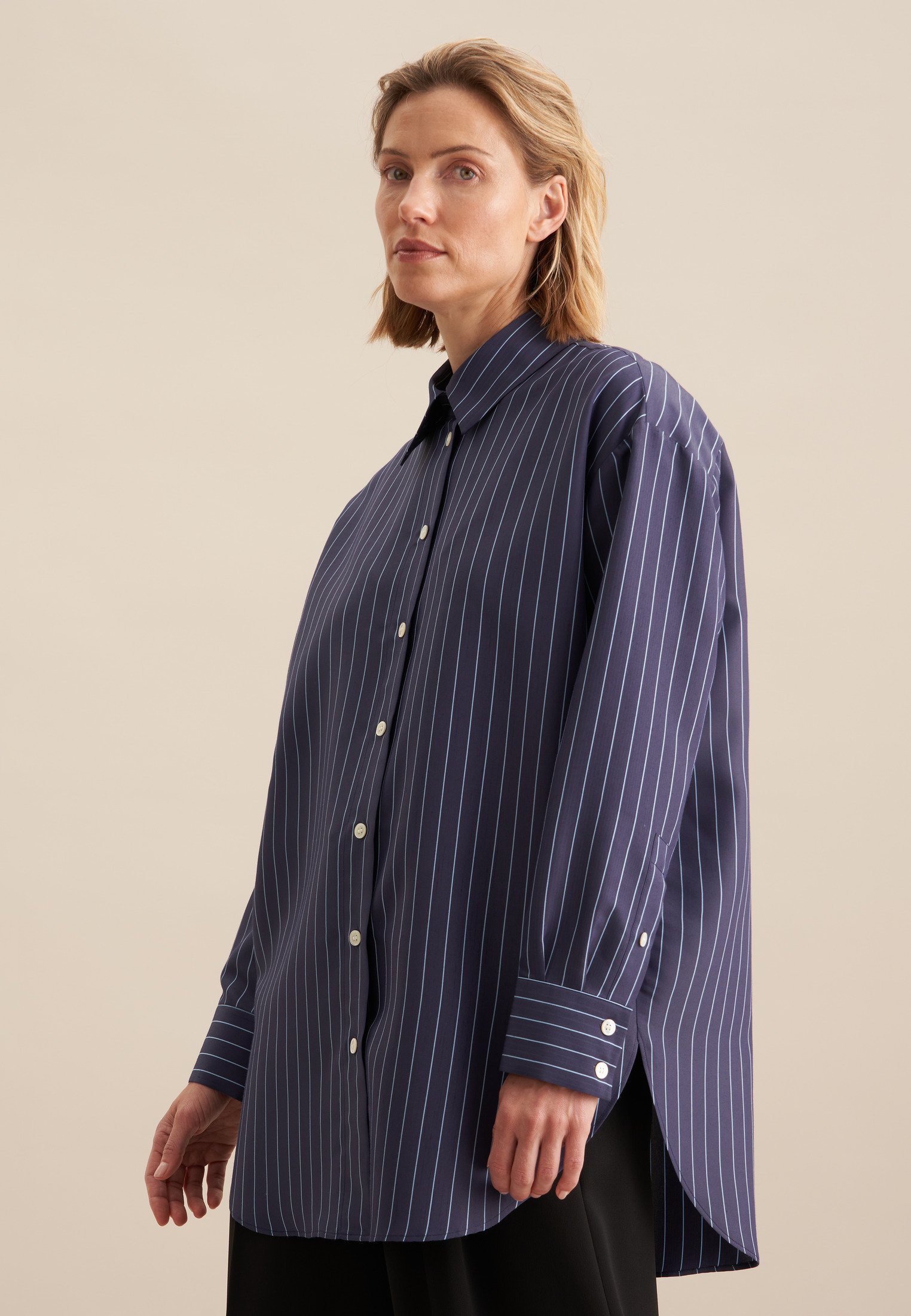 Longbluse Damen Dunkelblau