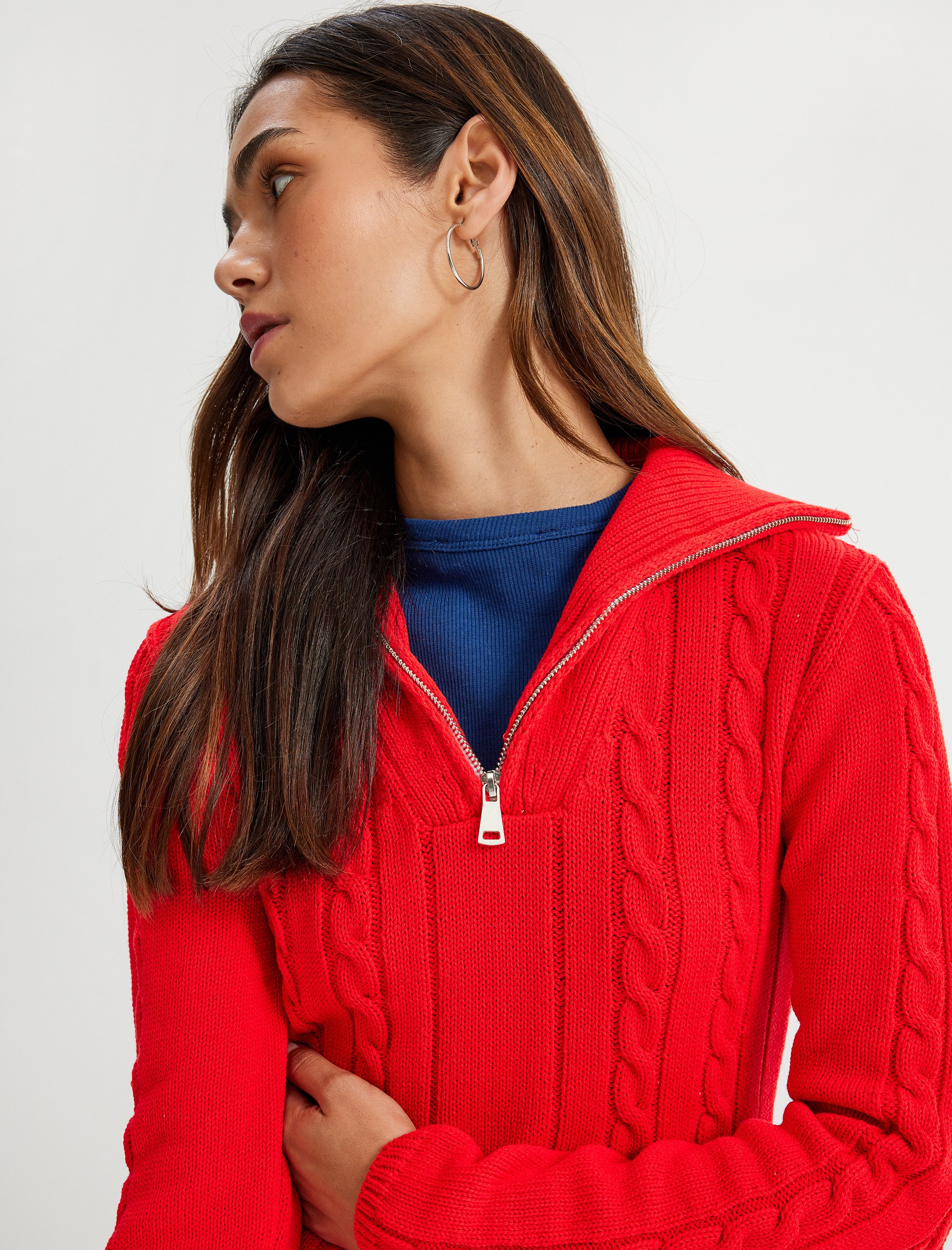 Koton Sweater Standkragen Mit Reißverschlussdetail Sweater