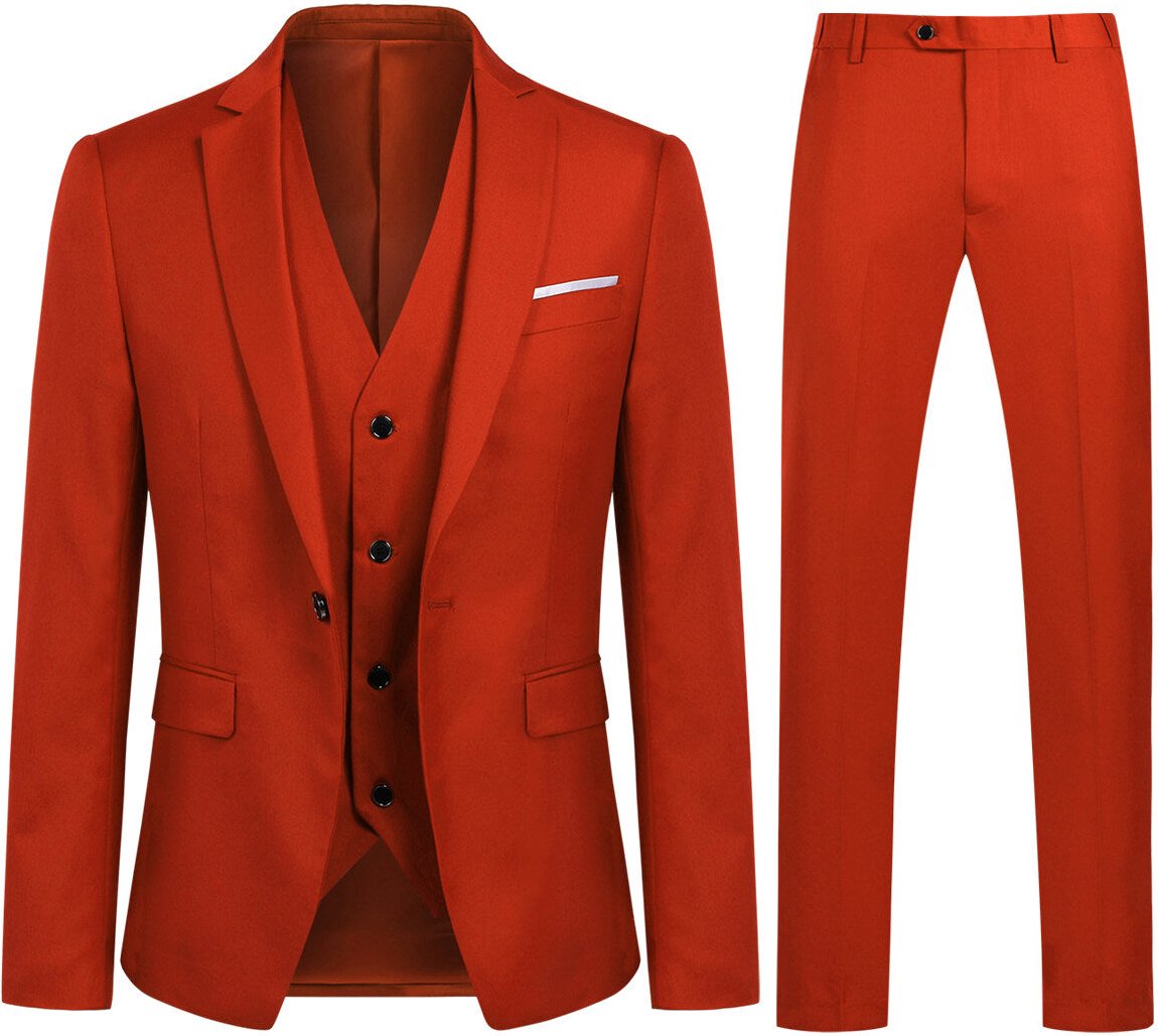 3-teiliger Slim Fit Ein-Knopf-Modeanzug in Rot