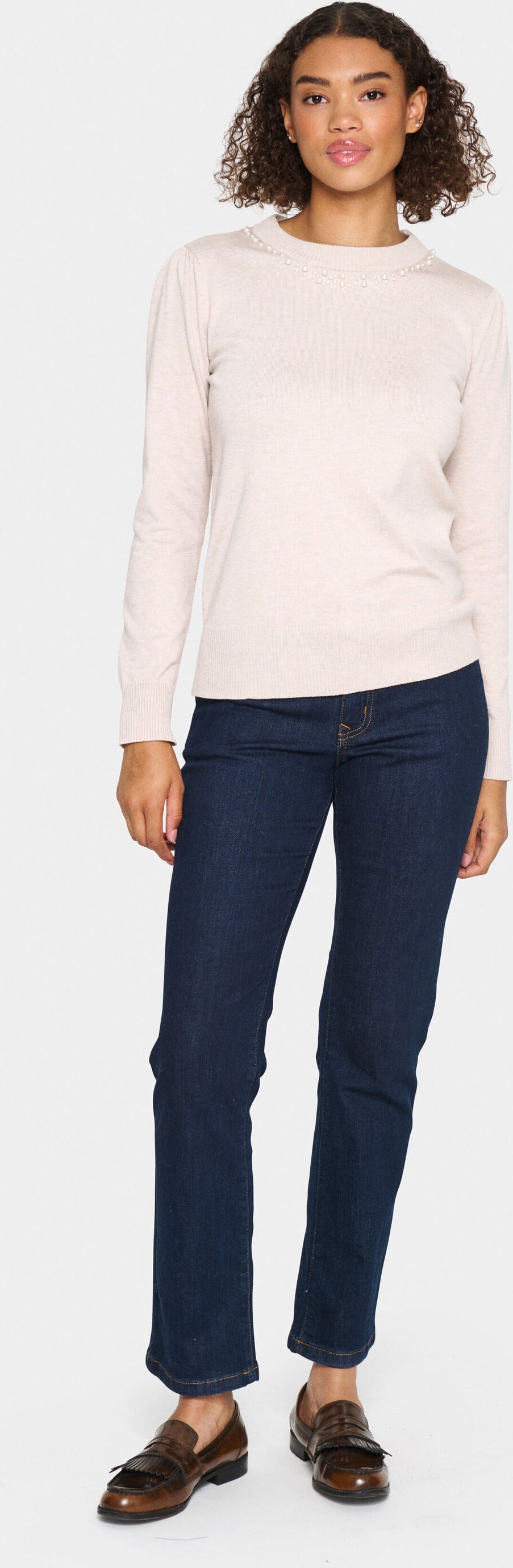 Strickpullover Gerade Passform cream