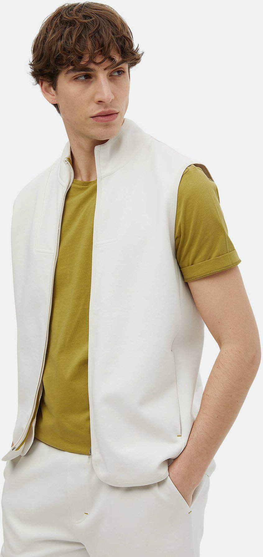 Pufferweste aus Baumwollmischung-Strick