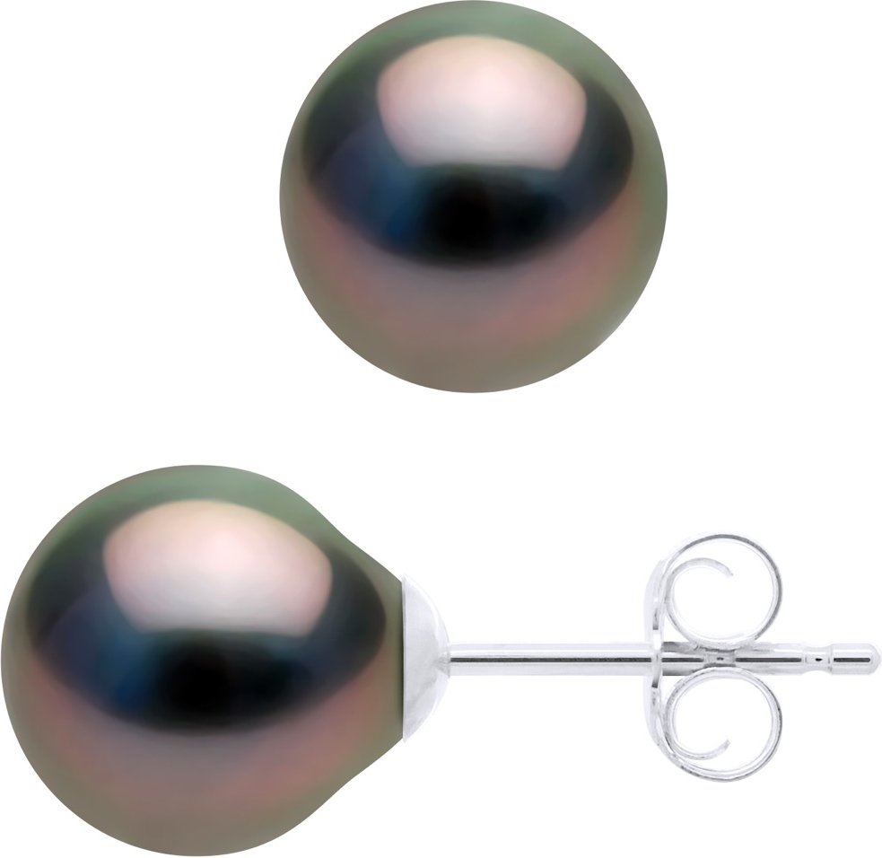 Ohrringe aus Silber 925 und echten Tahiti-Zuchtperlen, oval 8-9 mm