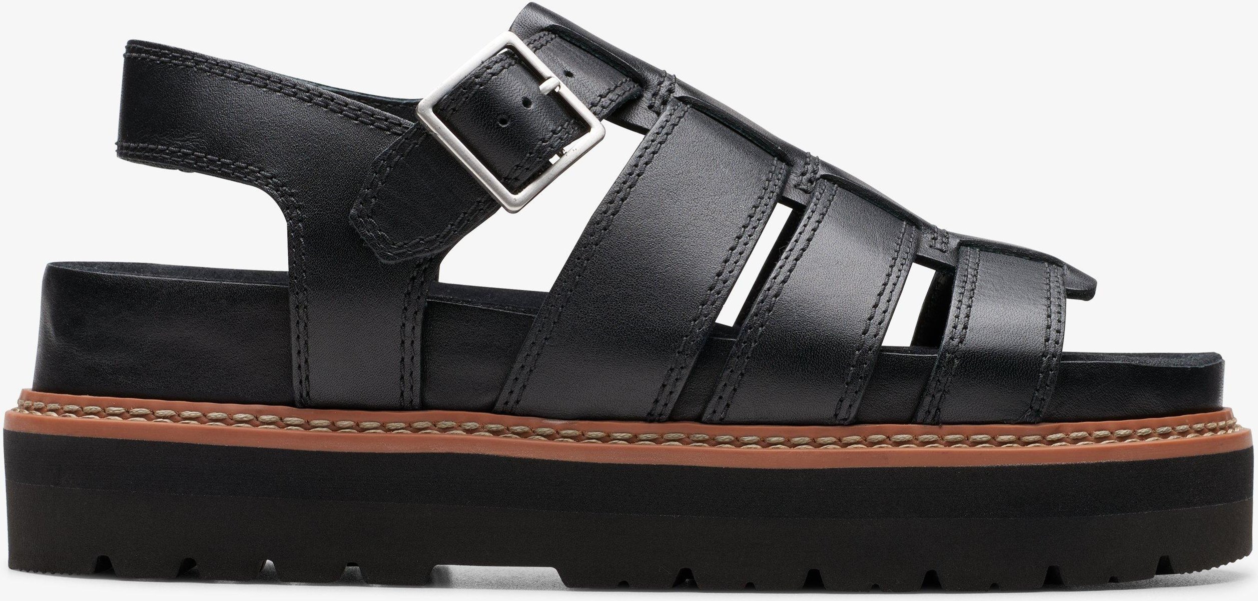 Orianna Twist schwarze Leder-Sandalen