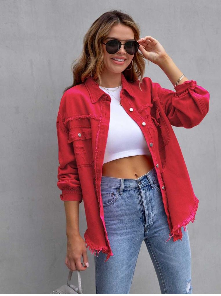 Frauen Jeansjacke mit destroyed Drop Shoulder
