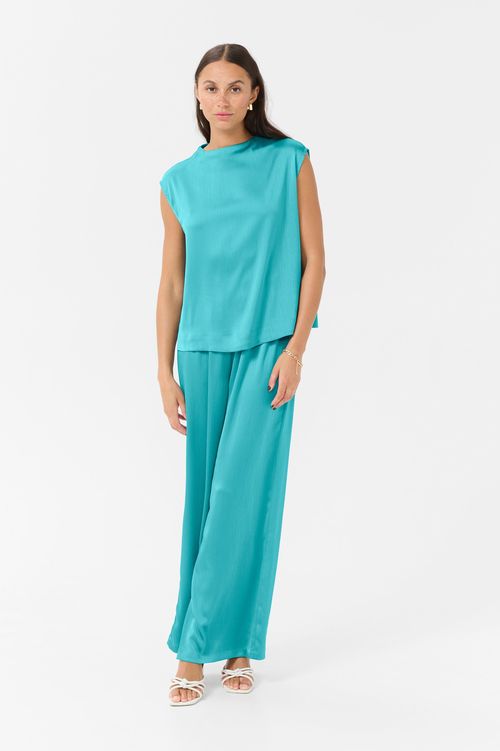 Ärmellose Bluse Loose fit Teal blue