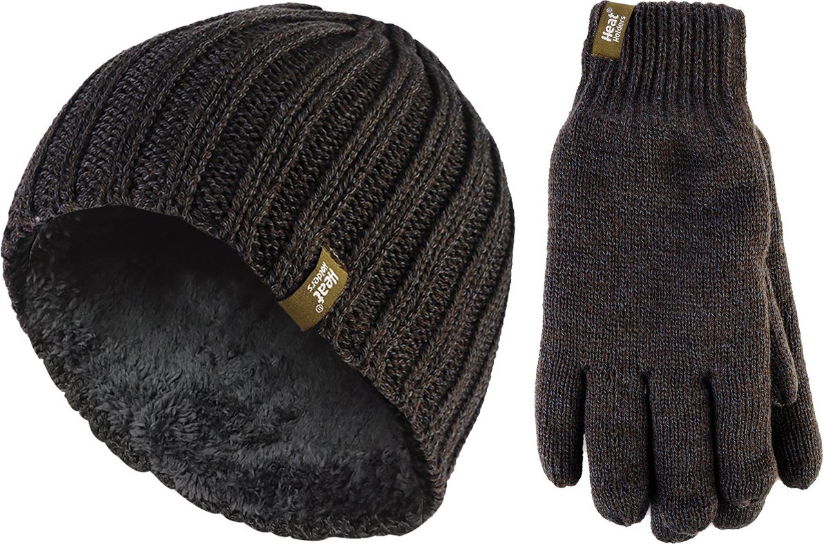 Thumbnail - Herren-Thermomütze & Handschuh-Set für den Winter | Wärmespender | Fleece gefüttert - Khaki Grün