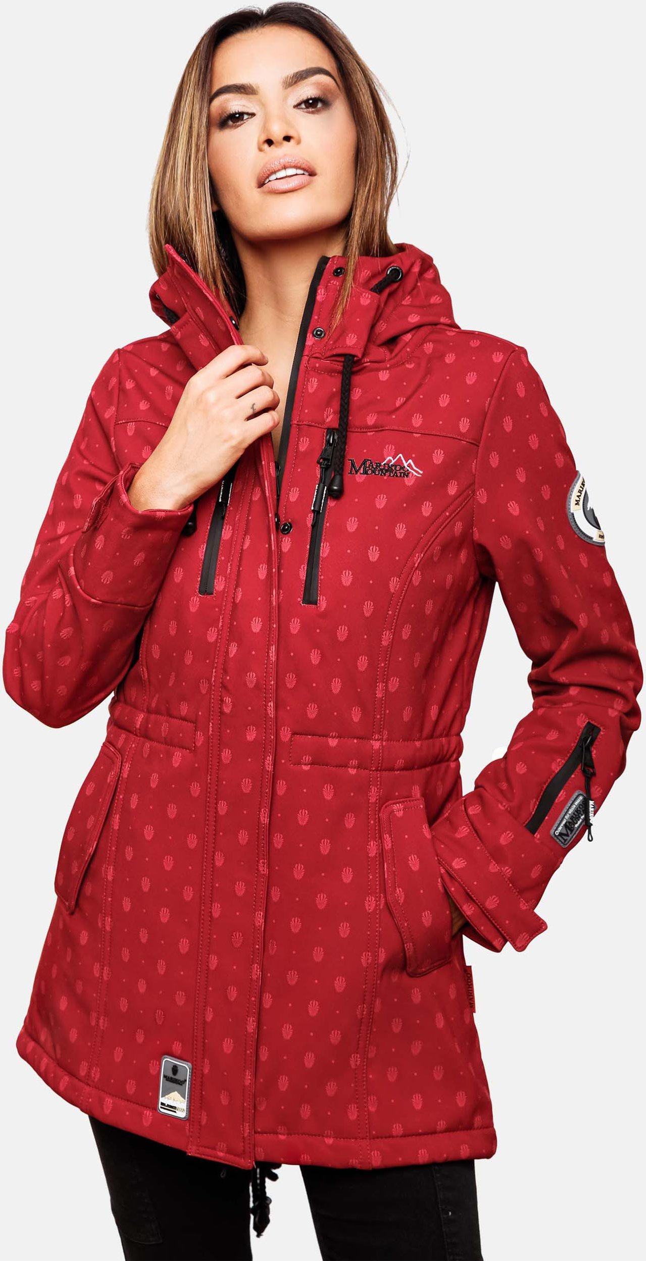 Marikoo lange Damen Steppjacke Abendsternchen mit abnehmbarer Kapuze