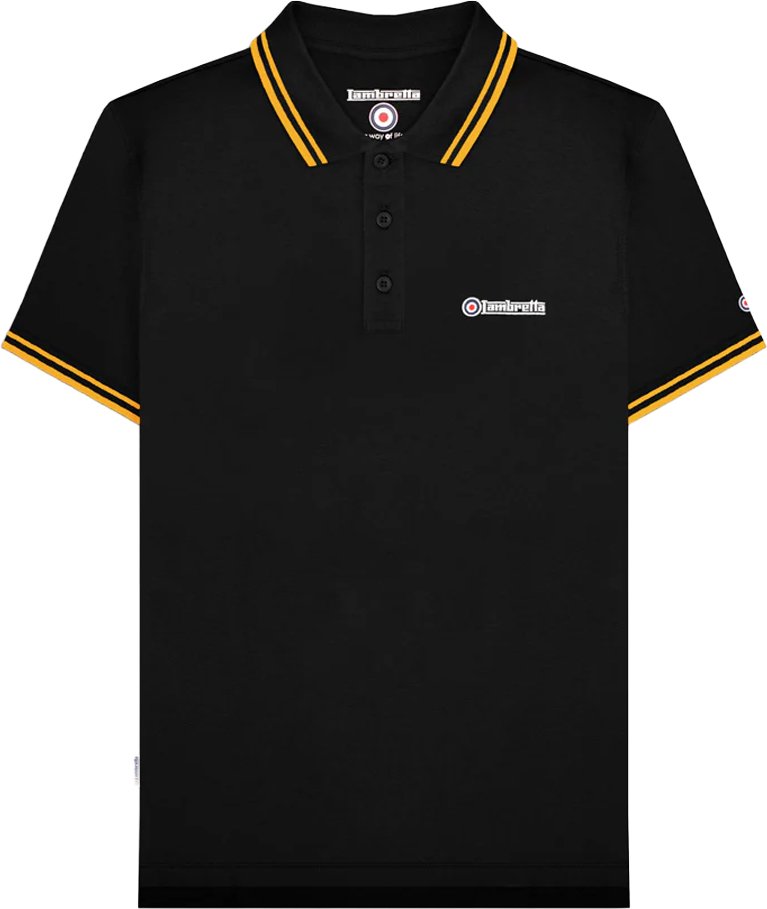 Lambretta - "SS25" Poloshirt für Herren (Schwarz/Gold)