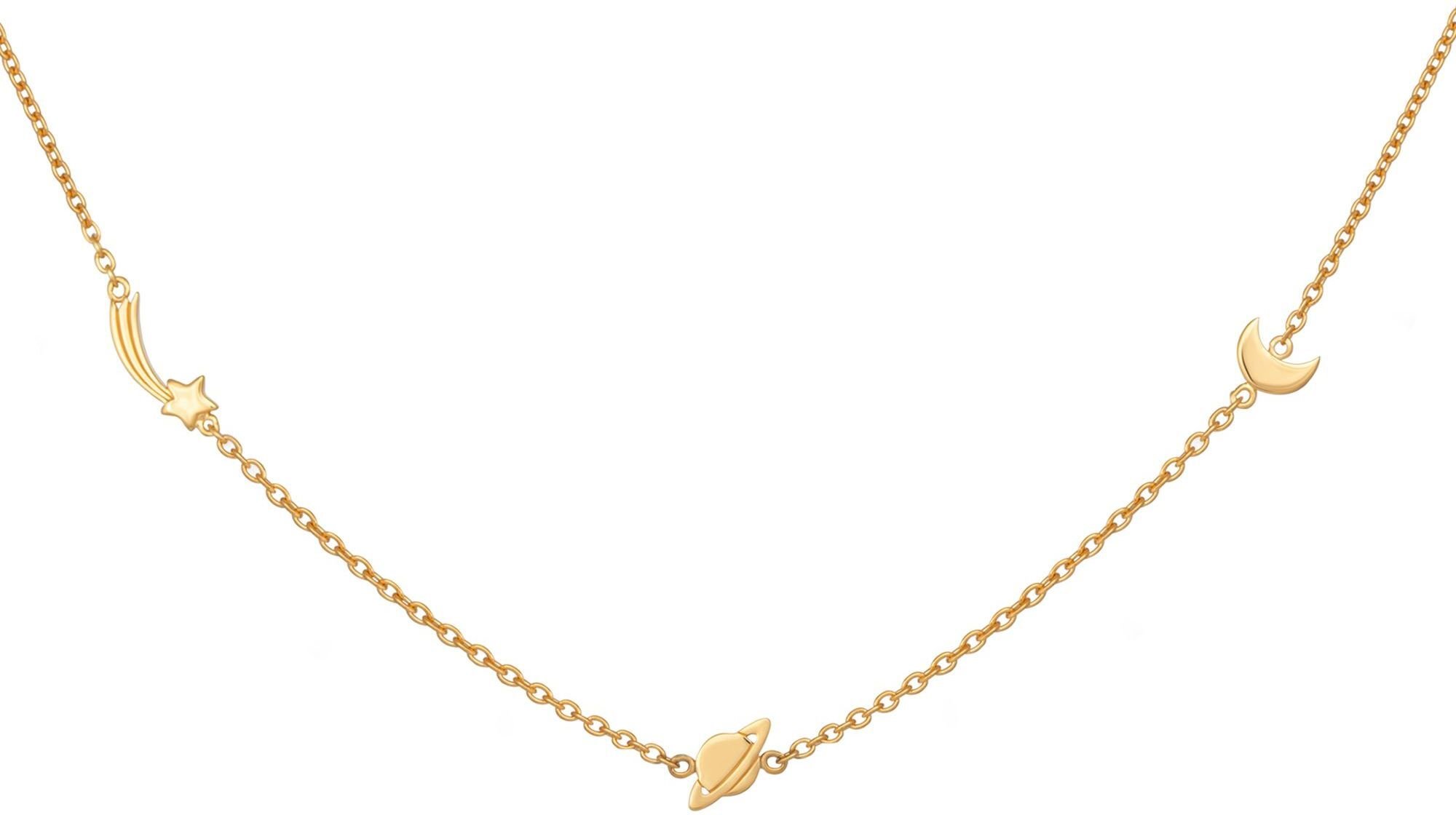 cai Collier 925 Sterling Silber gelb vergoldet Sternschnuppe - Saturn - Mond