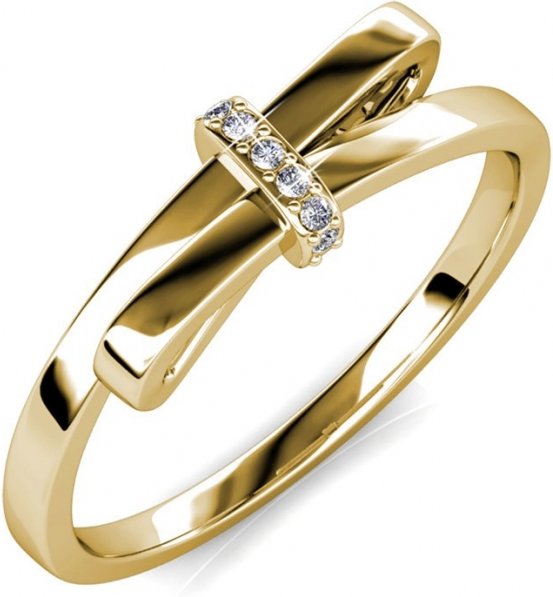 Leuchtender Schleifenring - Gold und Kristall