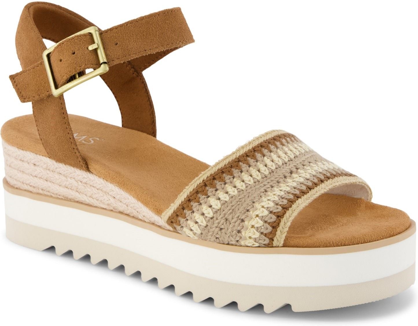 TOMS Diana Wedge Leder Damensandalen Dunkelbeige
