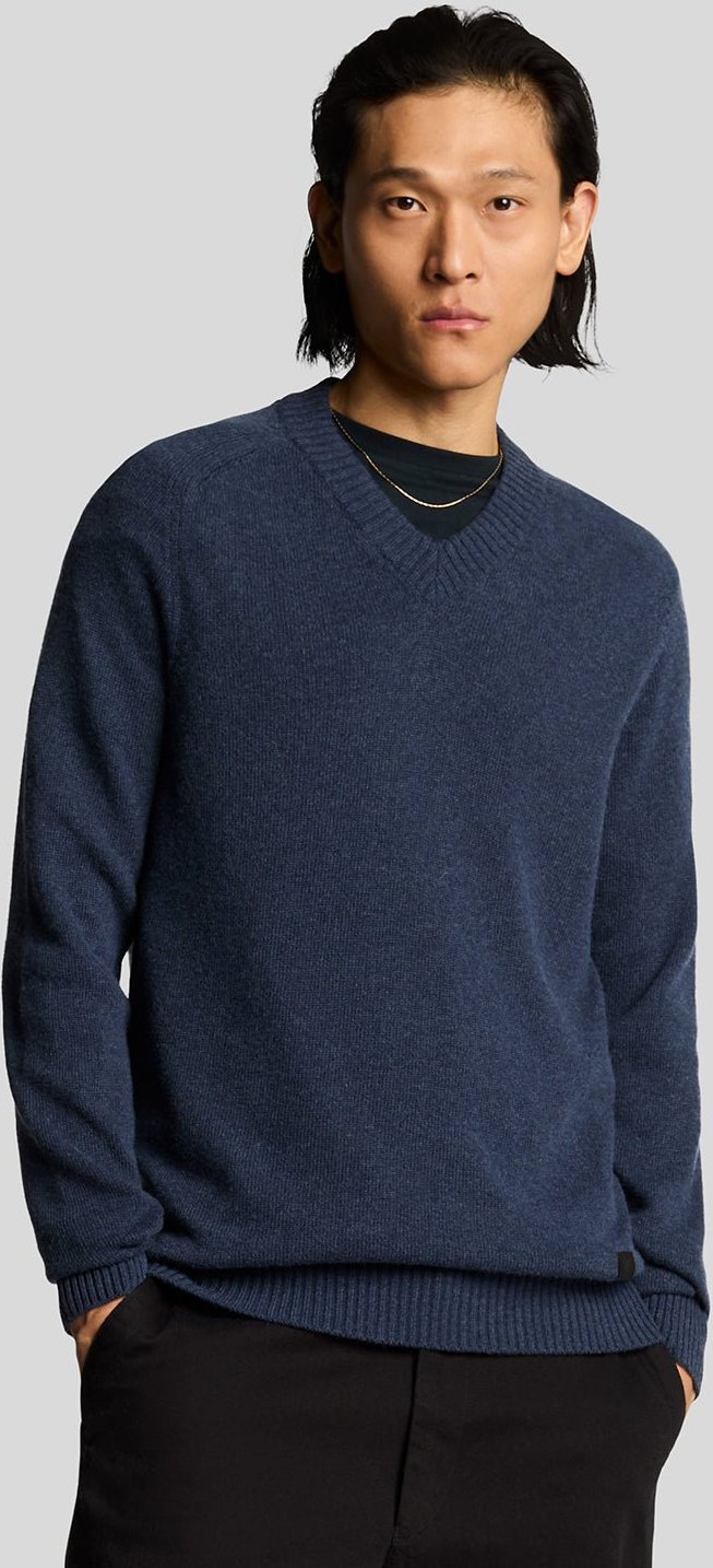 Lyle & Scott Strickpullover mit V-Ausschnitt – Marineblau