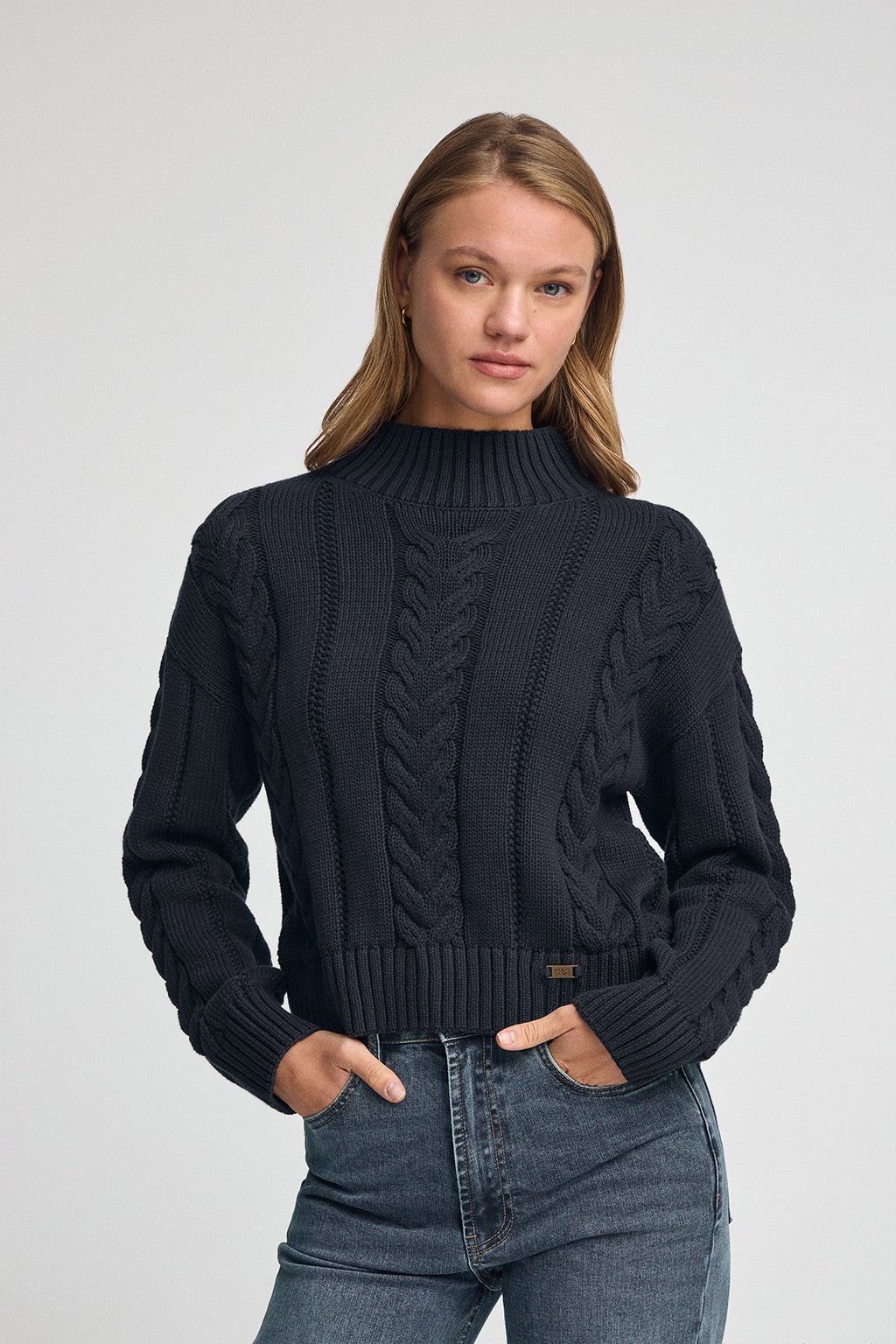 Grobstrick-Pullover Serena marineblau