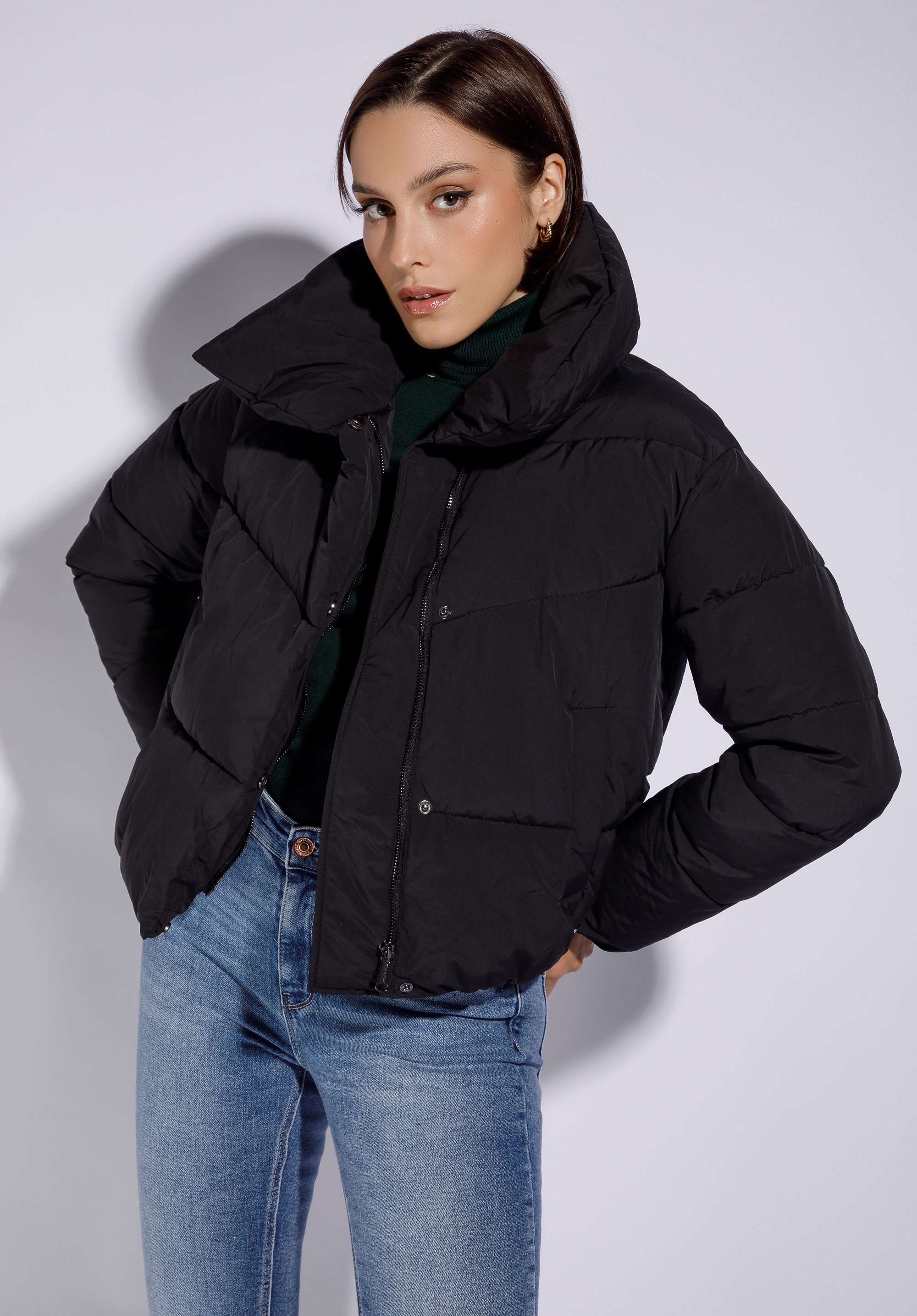 Wittchen Damen-Steppjacke im Oversize-Schnitt, Schwarz, Polyester