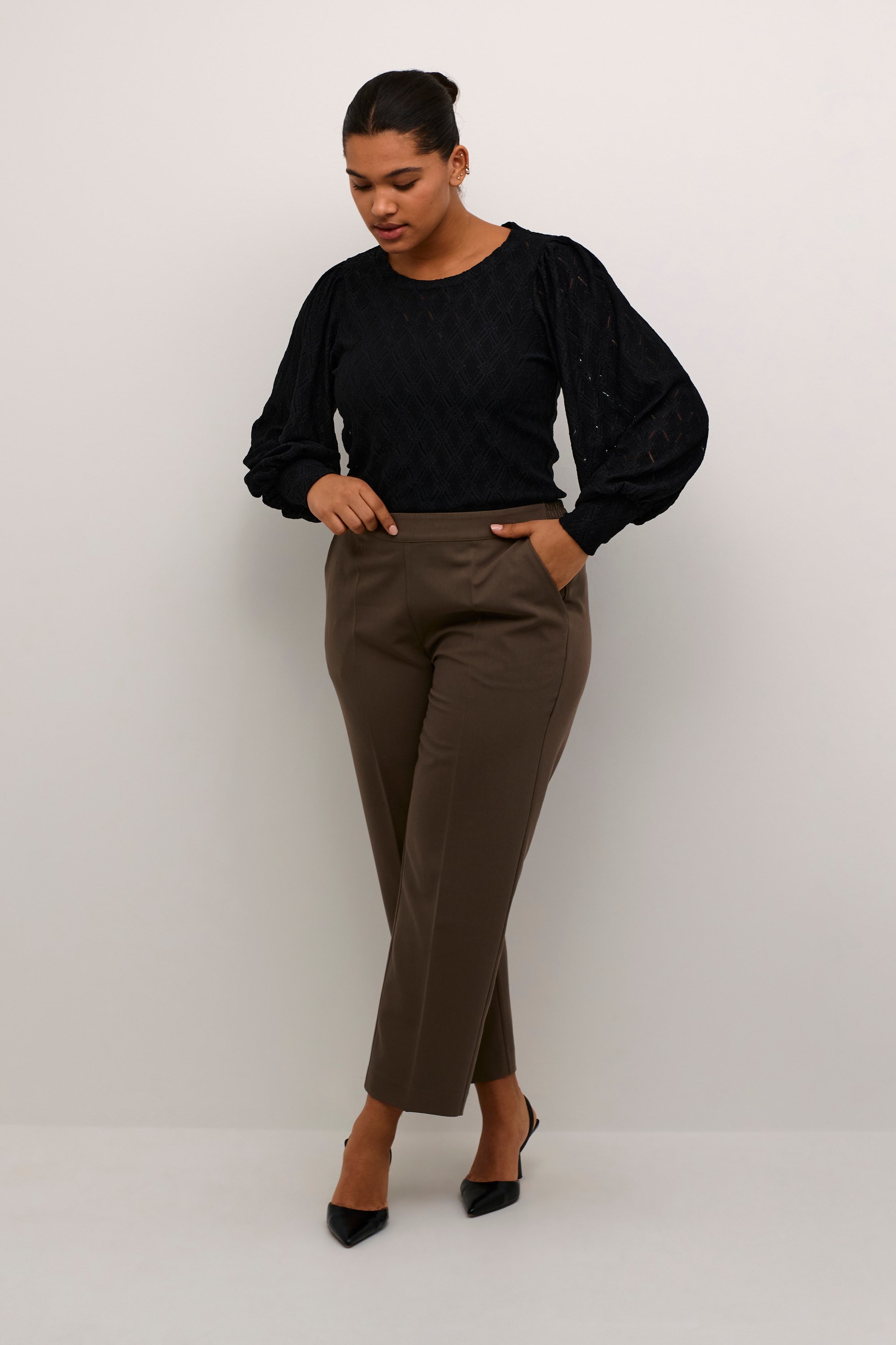 Langarm-Bluse Tight fit Black