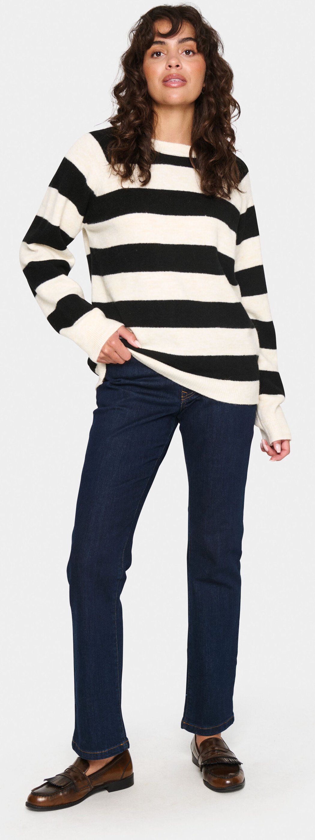 Strickpullover Lockere Passform black offwhite