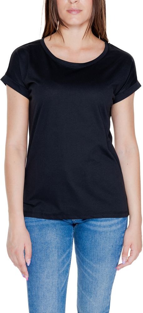 Vila Kleidung Schwarzes Baumwoll-T-Shirt