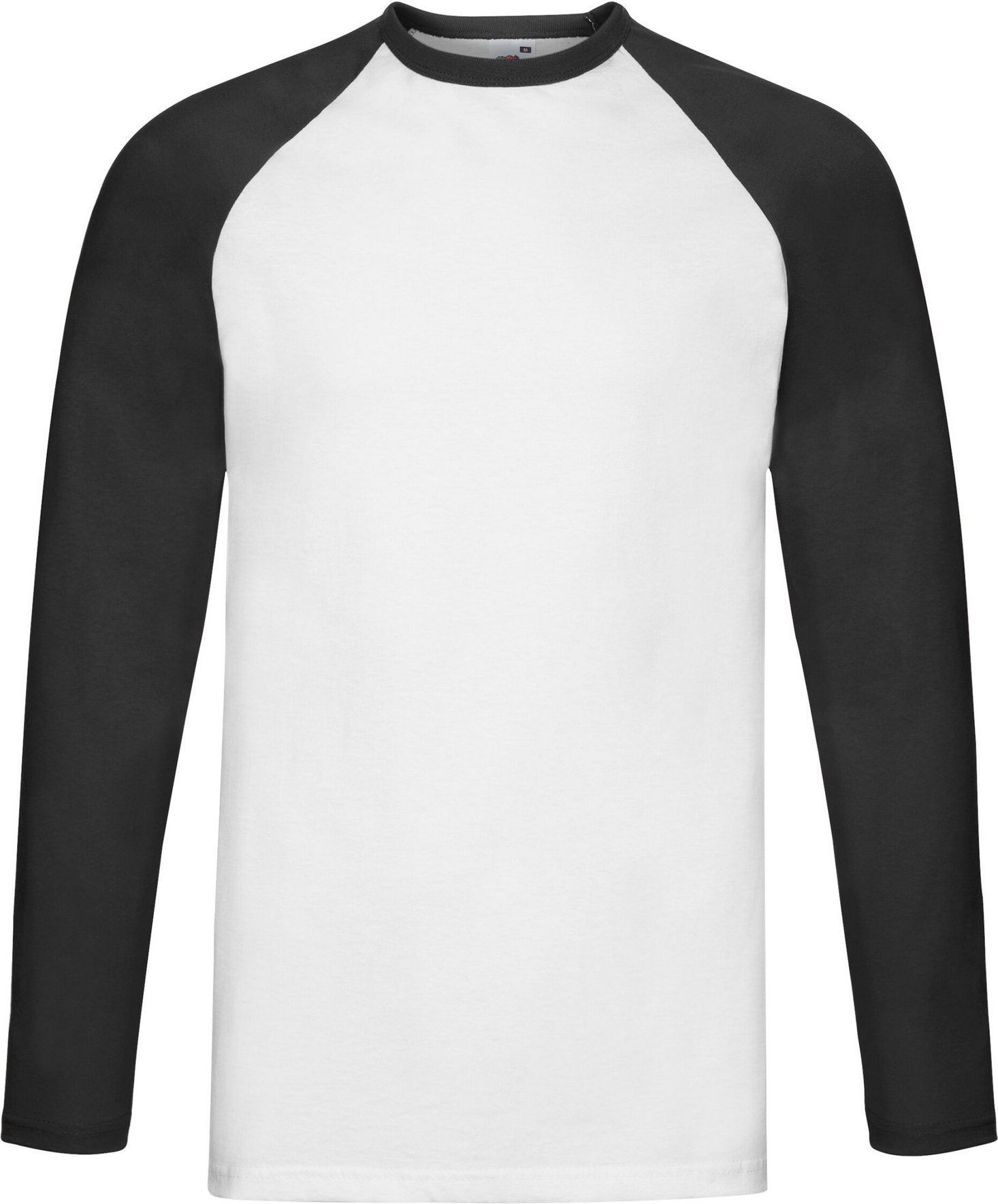 Fruit of the Loom - T-Shirt für Herren - Baseball Langärmlig (Weiß/Schwarz)