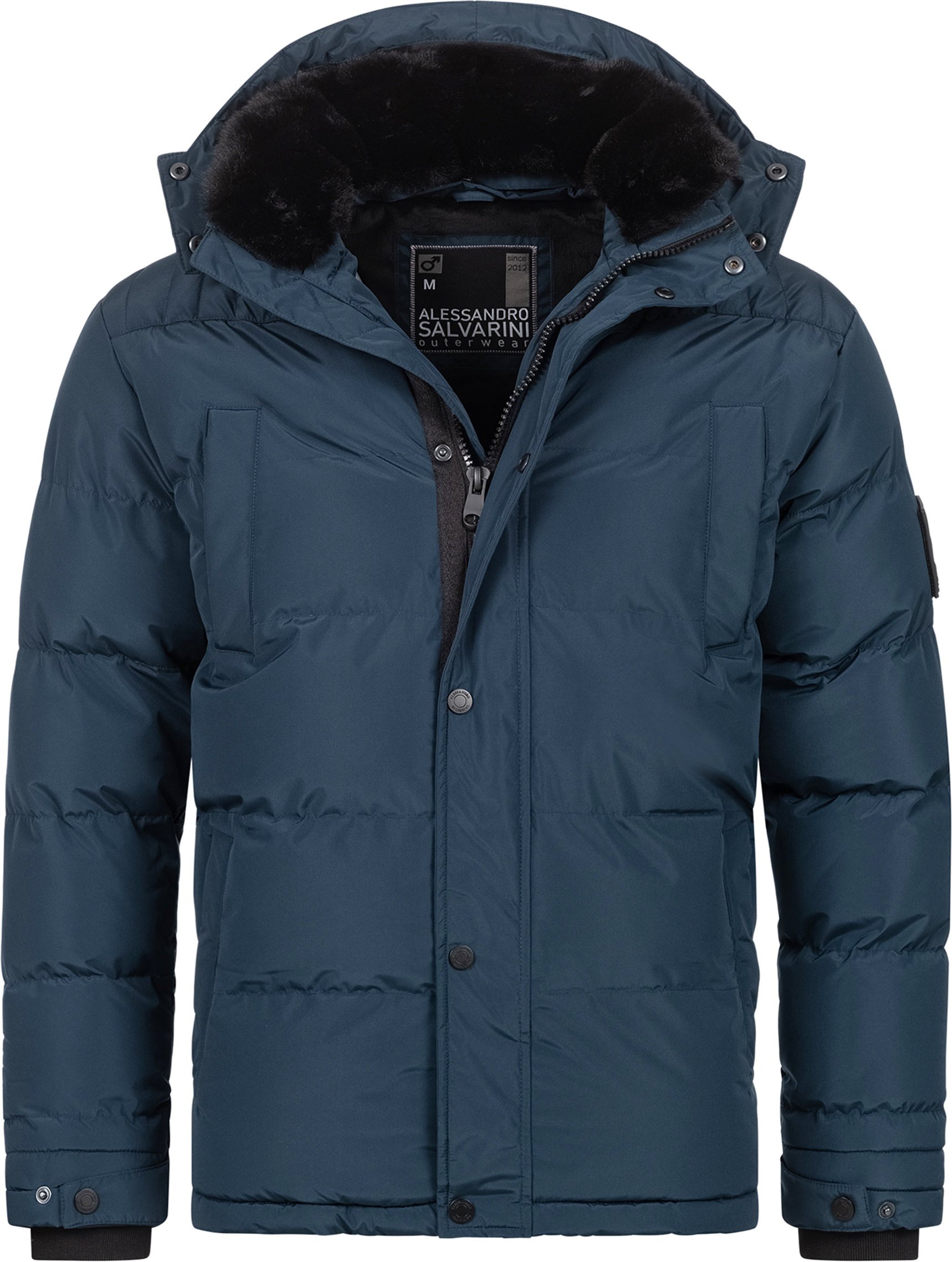 Alessandro Salvarini Herren Winterjacke AS-326 mit Teddyfell & abnehmbarer Kapuze