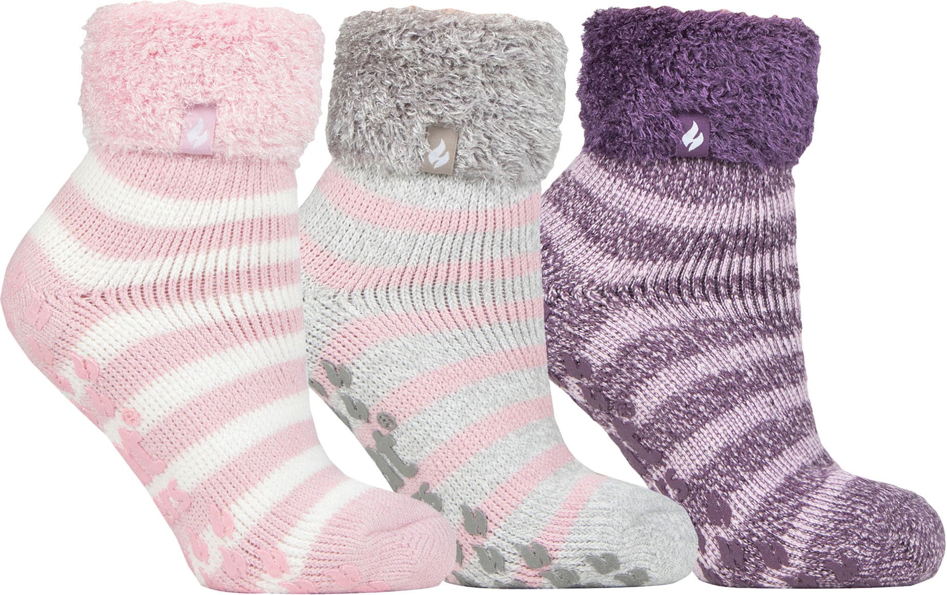 Womens Fluffy Slipper Bed Socks with Grips | Heat Holders | 3 Pair Multipack | Ladies Warm Fleece Lined Non Slip Socks |...