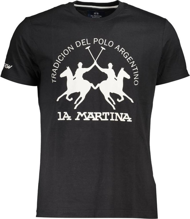 La Martina Schwarzes Baumwoll-Herren-T-Shirt