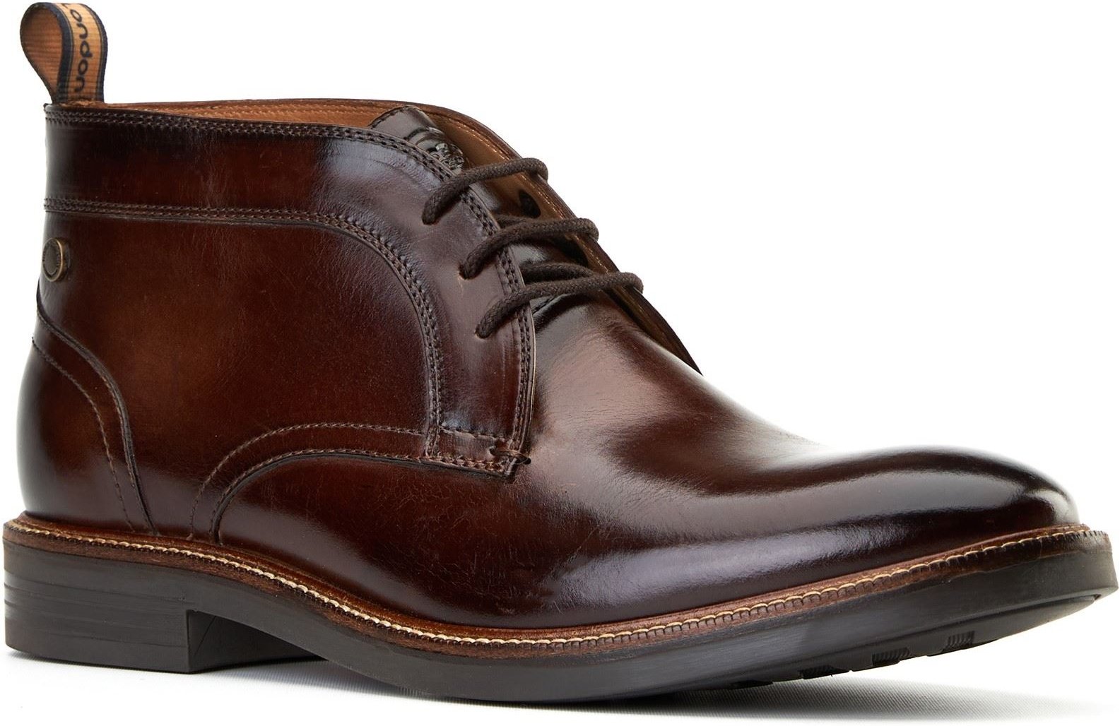 Thumbnail - Base London Lincoln Leder Herren Stiefel in Gebranntem Braun