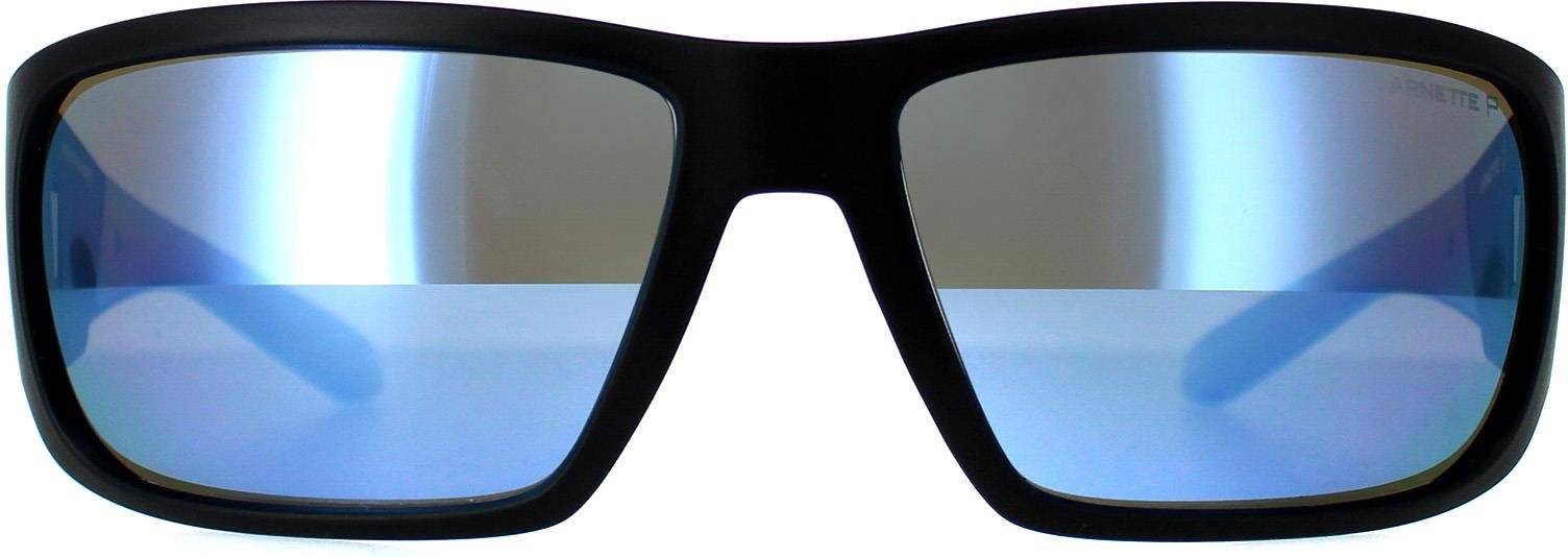 Arnette Rectangle Mens Matte Schwarz Dunkel Grau Spiegel Wasser Polarisiert AN4297 Snap II