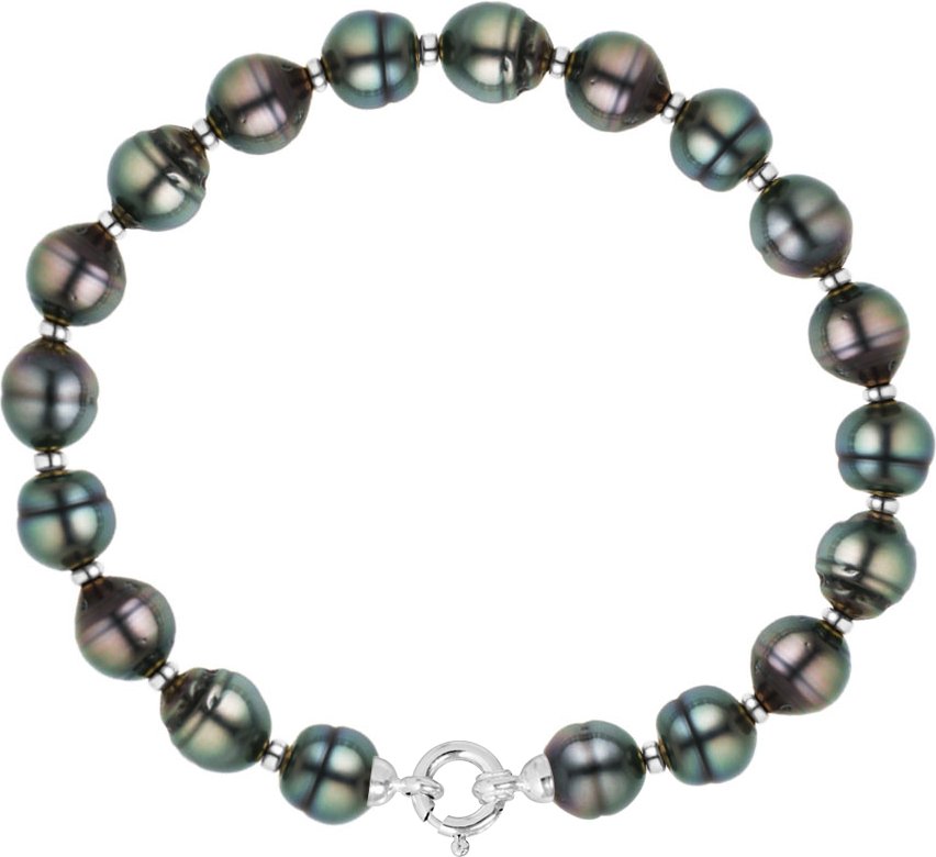 Armband echte Tahiti-Zuchtperlen, eingekreist, 9-10 mm