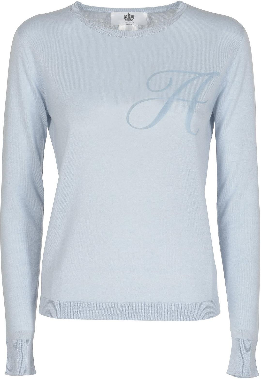 Leichter Seiden- und Kaschmir-Pullover mit Kontrastschriftzug