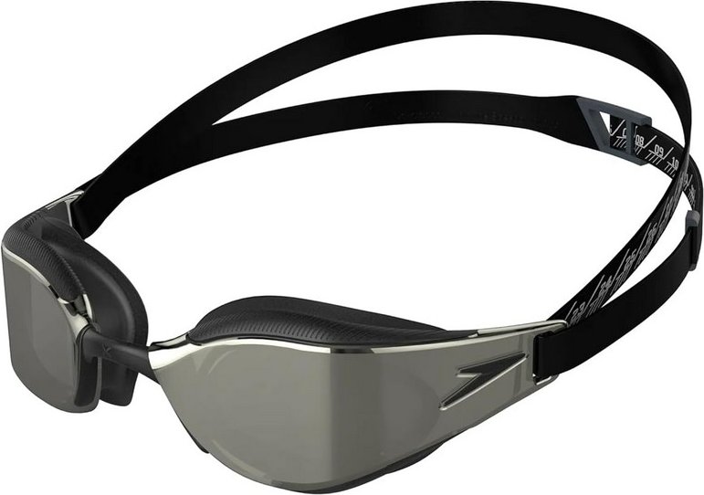 Speedo - "Fastskin Hyper Elite" Schwimmbrille für Herren/Damen Unisex (Schwarz/Oxidgrau/Chrom)