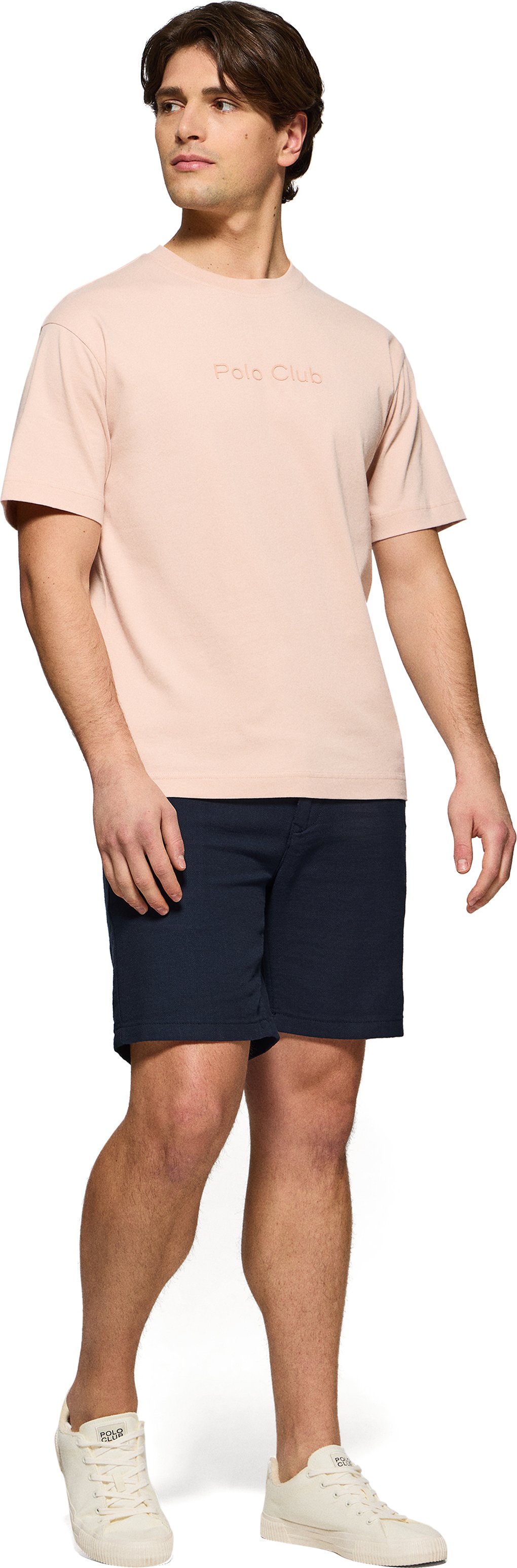 Kurzärmliges T-Shirt blush pink mit Rundhalsausschnitt und Polo Club-Logo
