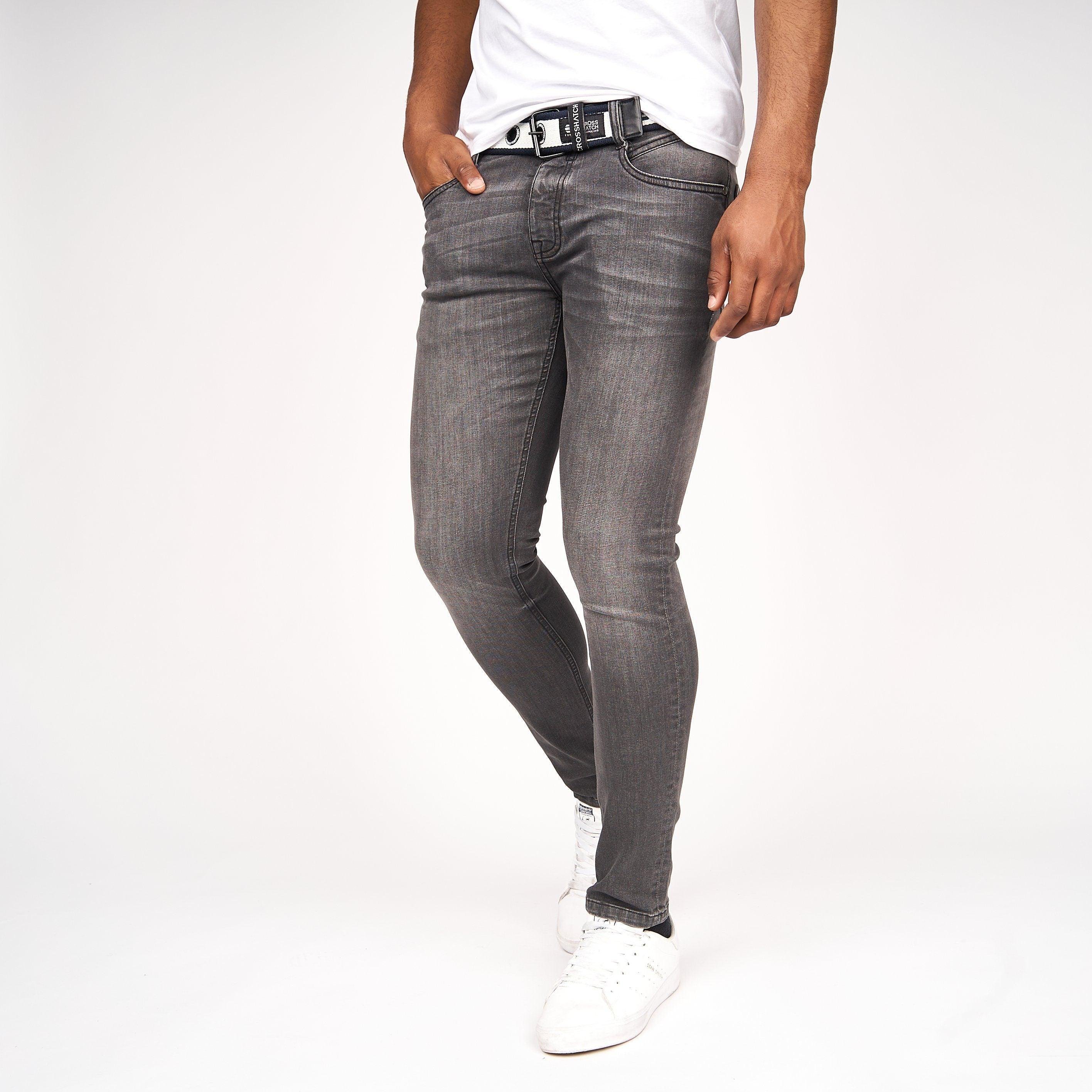 Crosshatch - "Barbeck" Jeans für Herren (Graue Wäsche)