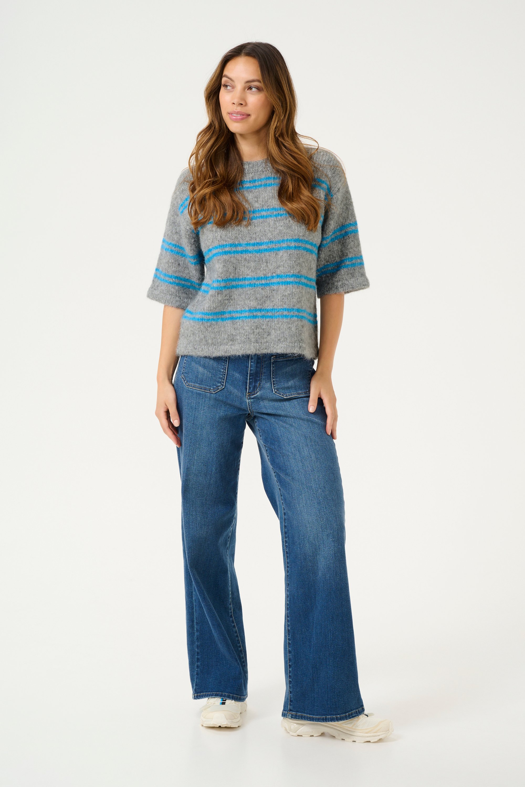Strickpullover Loose fit blue grey multi