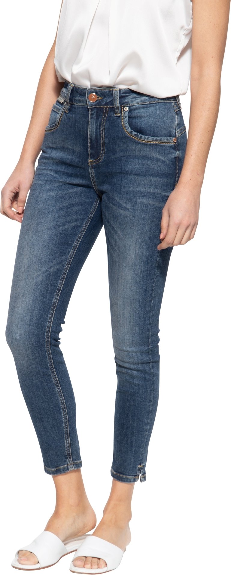 Amor, Truth & Trust Damen 5-Pocket Jeans Sun dunkelblau