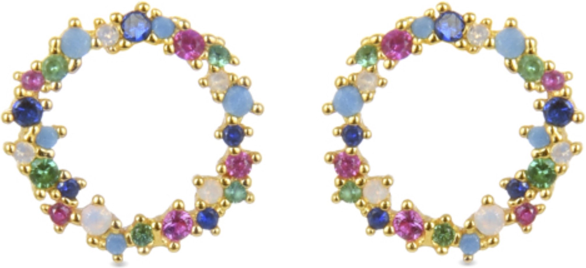 Luxenter Sterling Silber 925 Ohrringe mit mehrfarbigen Zirkonia in 18K Gelbgold - Thilak