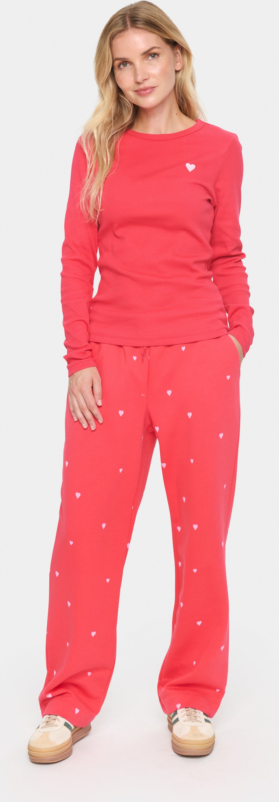 Langarm-Bluse Fitted red