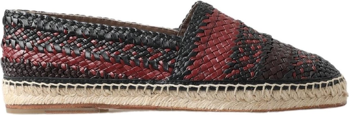 Dolce & Gabbana Schwarze Bordeaux-Buffelleder-Espadrilleschuhe