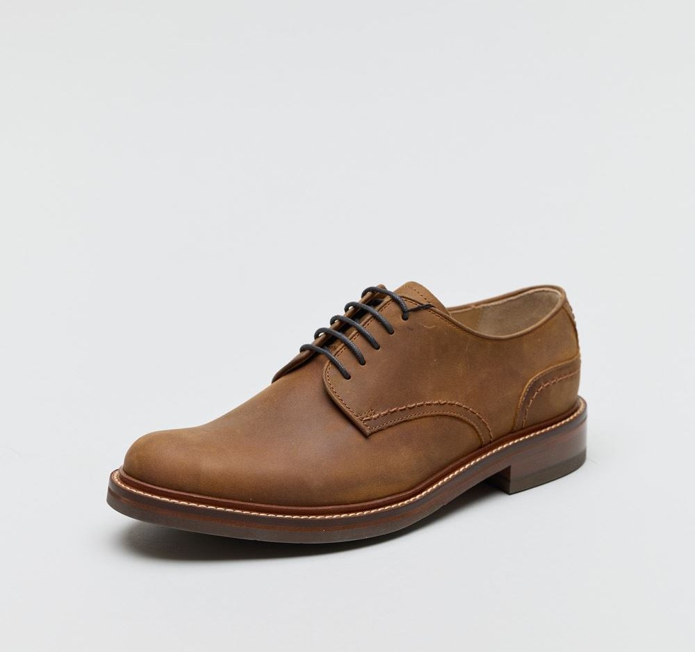 Chapman & Moore Einfache Derby-Land-Oil-Leder-Herrenschuhe in Tan