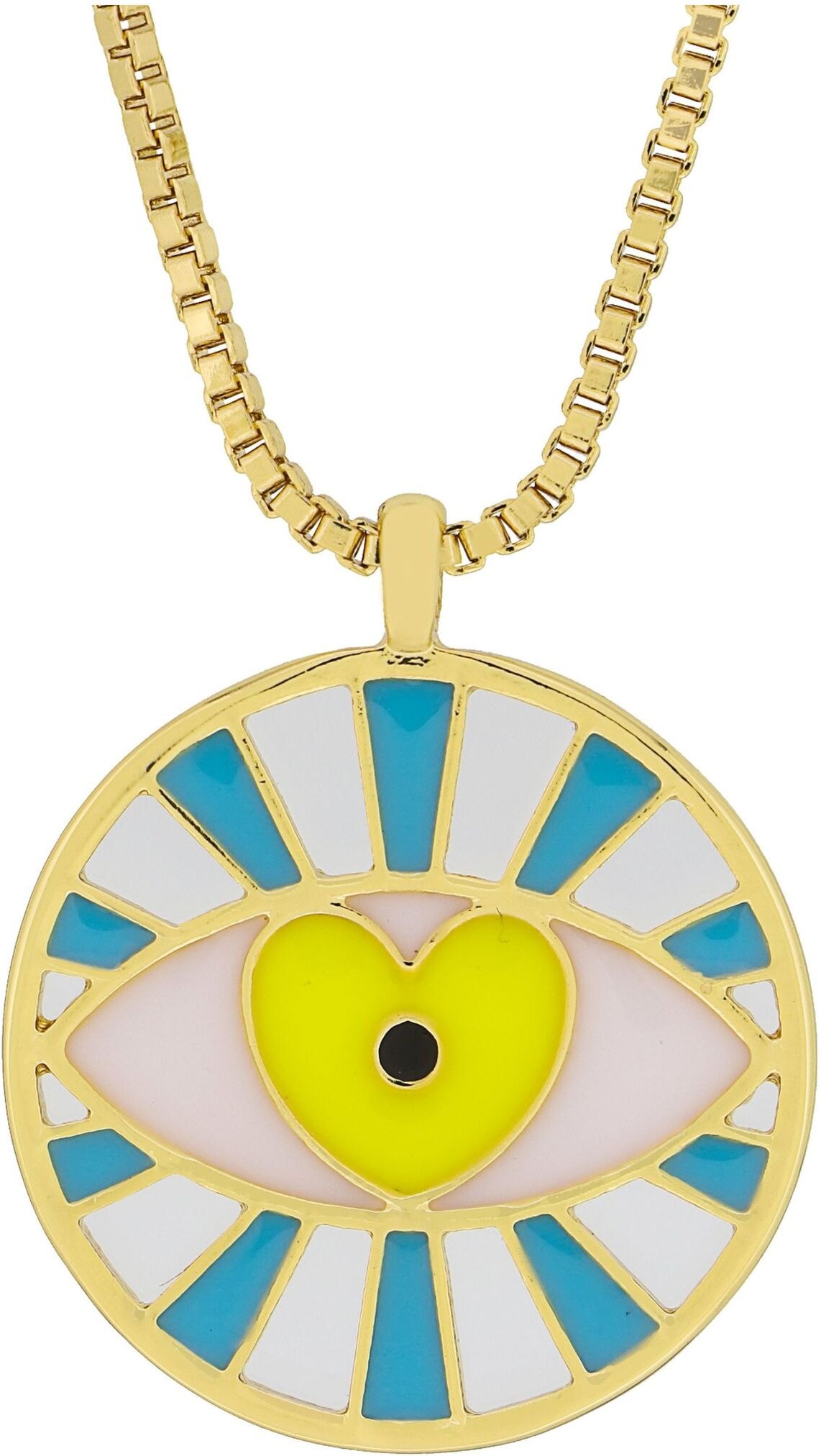 Fashionbox Anhänger mit Kette Messing vergoldet, Anhänger Herzauge