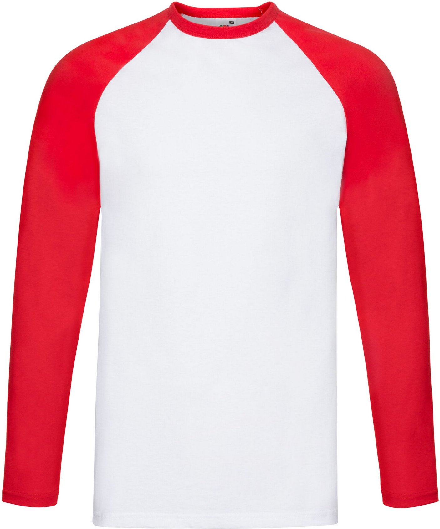 Fruit of the Loom - T-Shirt für Herren - Baseball Langärmlig (Weiß/Rot)