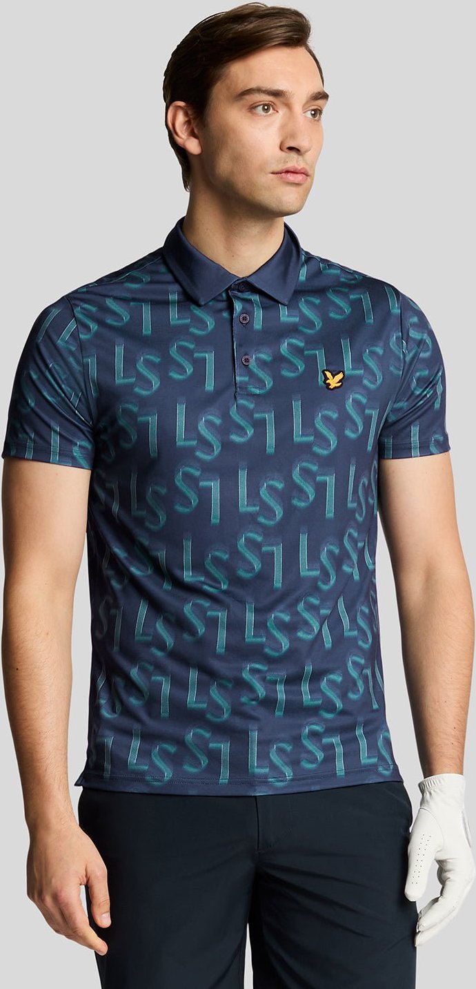 Thumbnail - Lyle & Scott Golf LS Poloshirt mit Monogramm-Aufdruck – Blau
