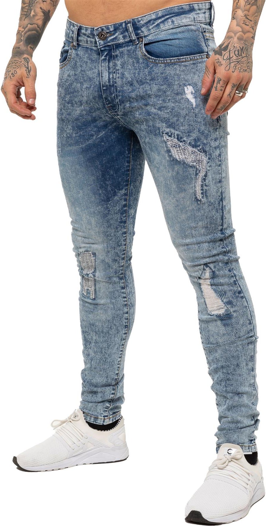 Enzo | Herren Skinny Stretch Ripped Jeans - Hellblau