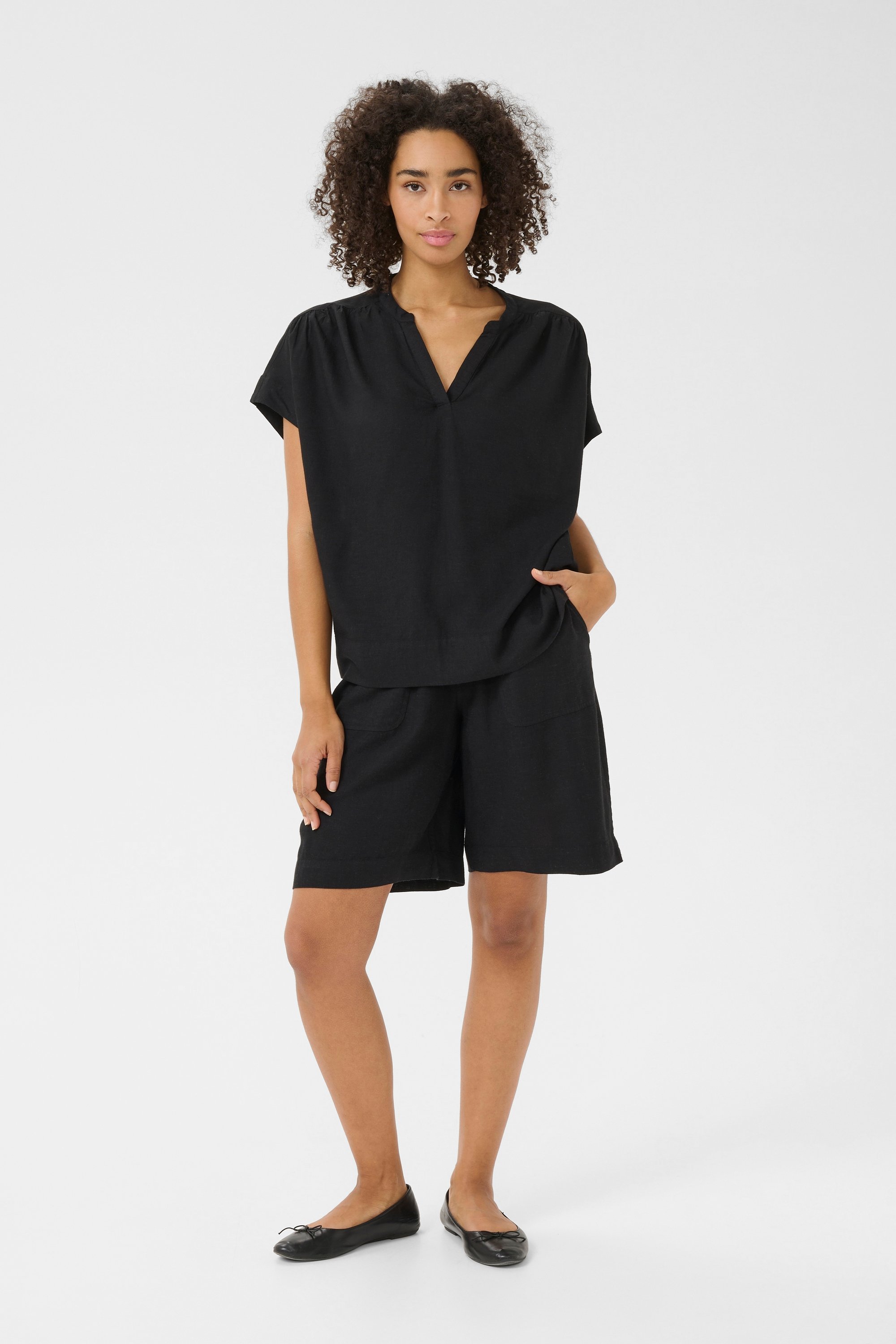 Kurzarm-Bluse Loose fit Black