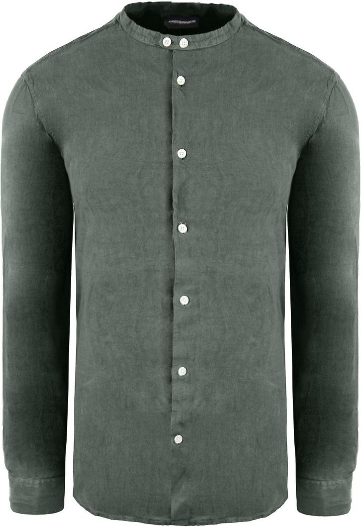 Emporio Armani Regular Fit Herren Dunkelgrünes Hemd
