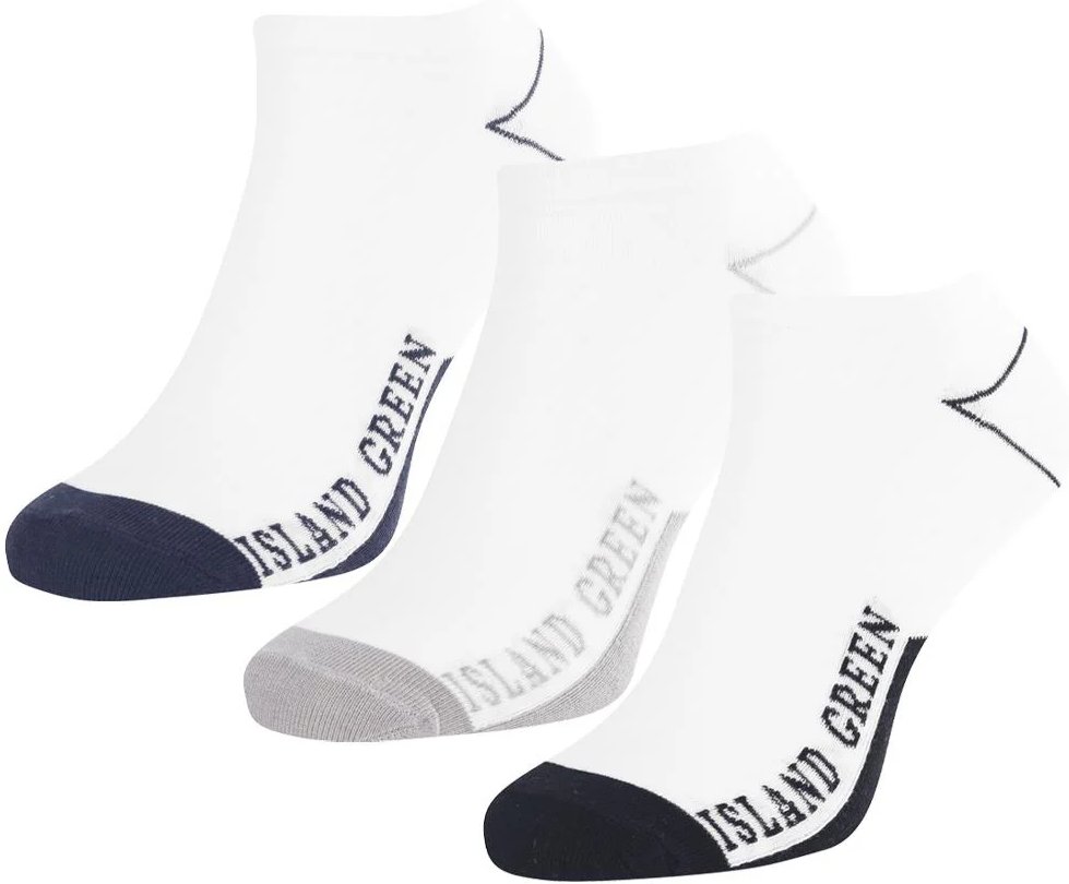 Island Green - Sneaker-Socken für Herren(3er-Pack) (Weiß/Marineblau/Grau/Schwarz)