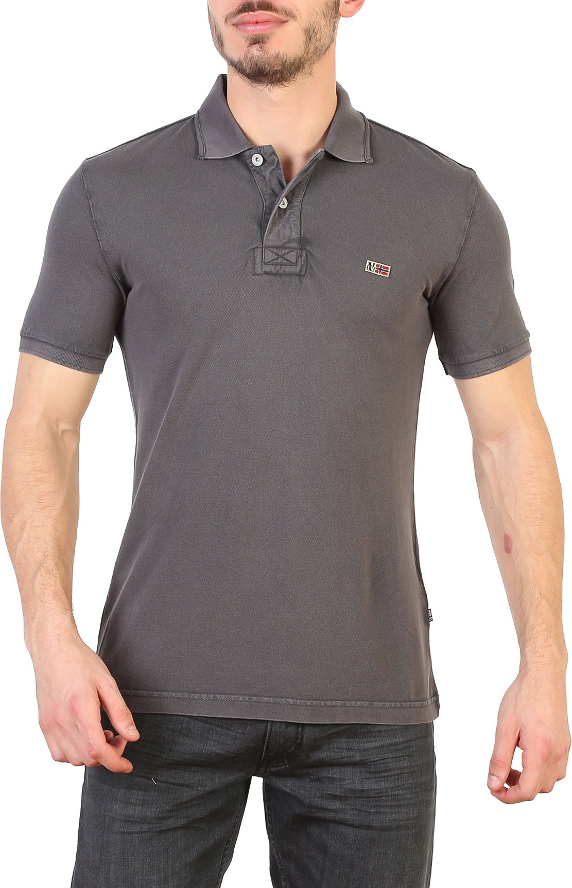 Baumwoll-Polohemd mit kurzen Ärmeln