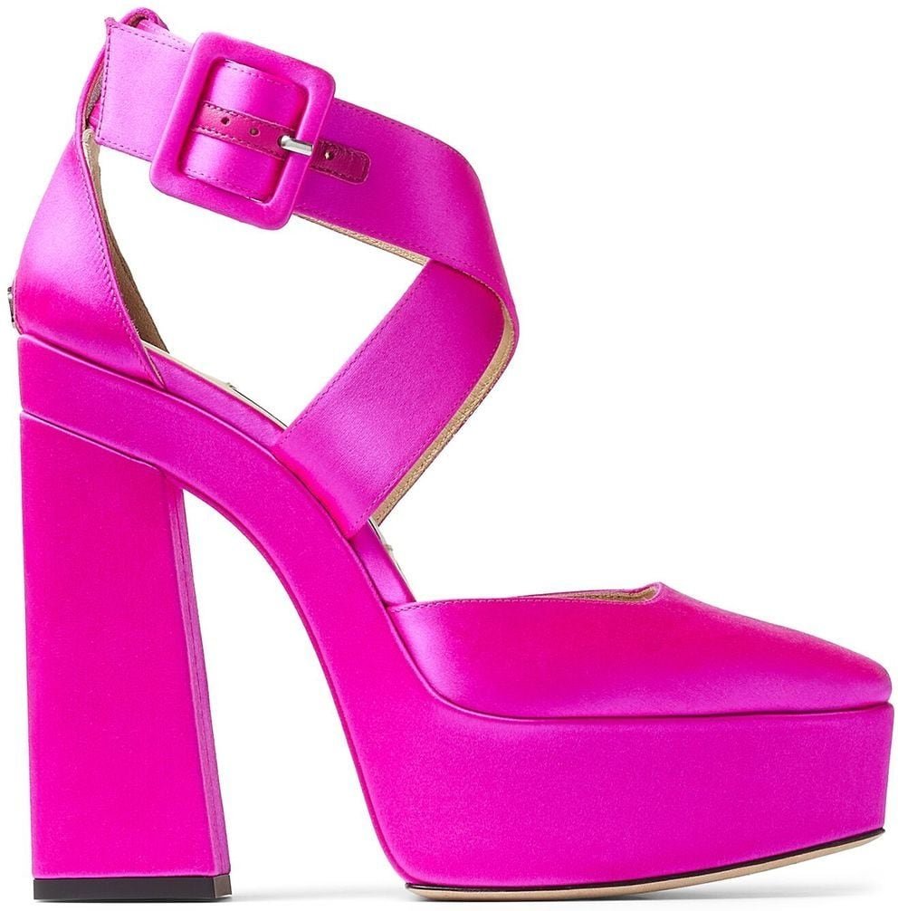 Rosa und Lila Leder-Plateau-Pumps