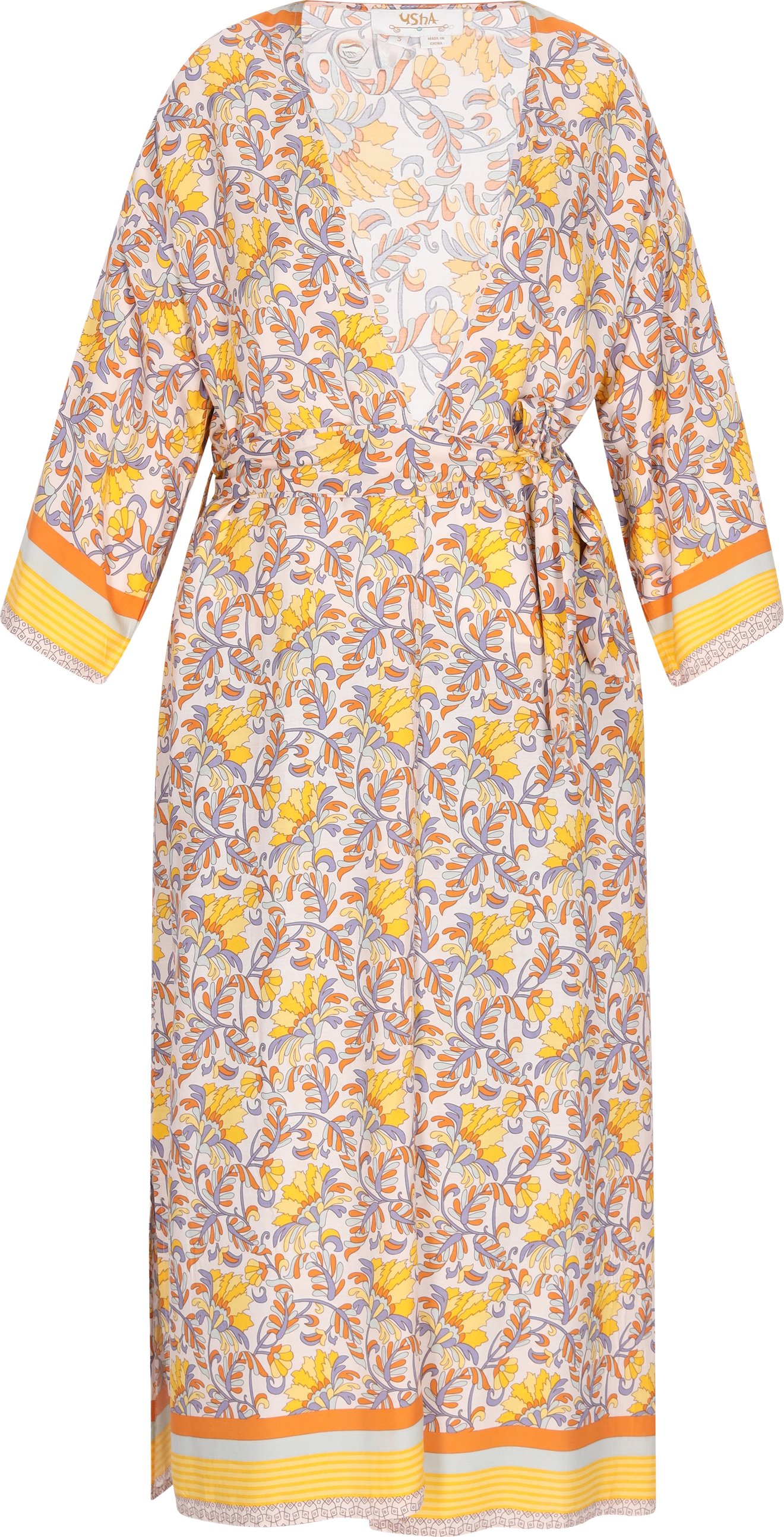 usha Kimono Frauen gelb mehrfarbig